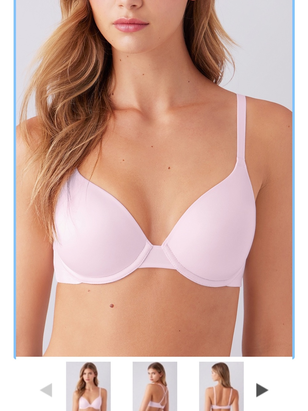 Wacoal Light Pink T-Shirt Bra — Smooth Molded Cups convertible back straps
